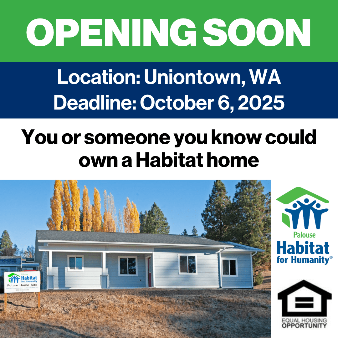 Palouse Habitat Home Applications — Apply Sept 2 to Oct 6